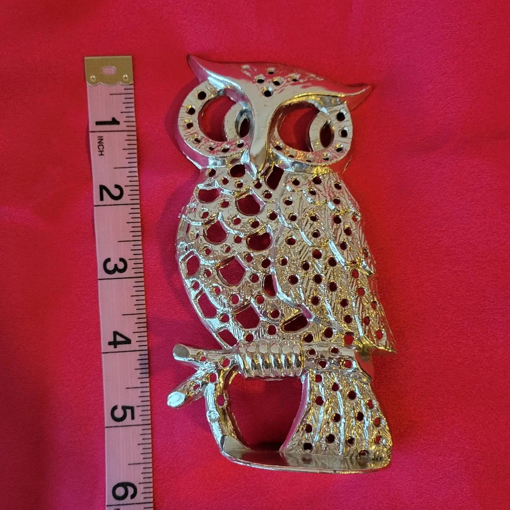 Torino Owl Pierced Earring Holder ~ Silver-tone ~ Vintage? ~ Retro ~ 1970s Vibe